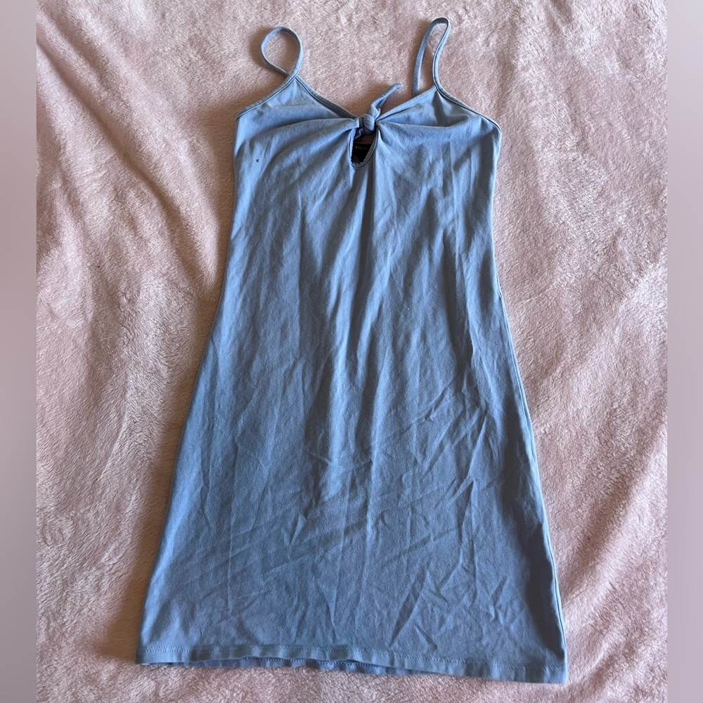 Baby Blue Bodycon Tank Top Dress Forever 21 Bow Tie Top Mini Sun Dress Casual